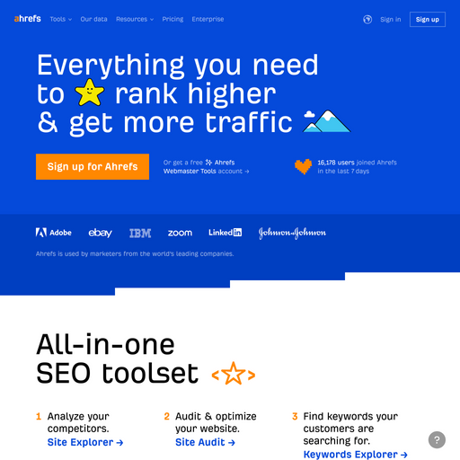 ahrefs.com homepage in Mar 2024