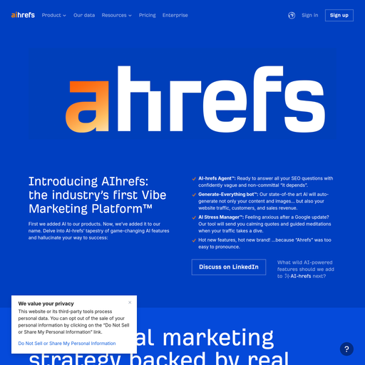 ahrefs.com homepage in Apr 2025