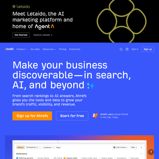 ahrefs.com homepage in Jul 2026
