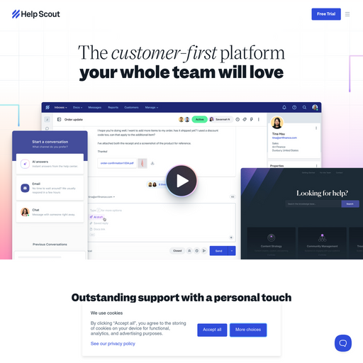 helpscout.com homepage in Oct 2024