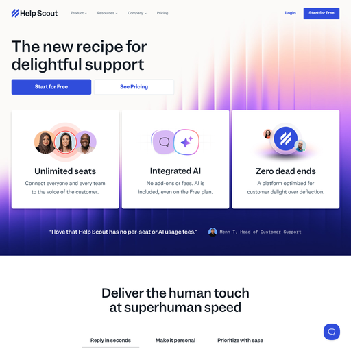 helpscout.com homepage in Jul 2025