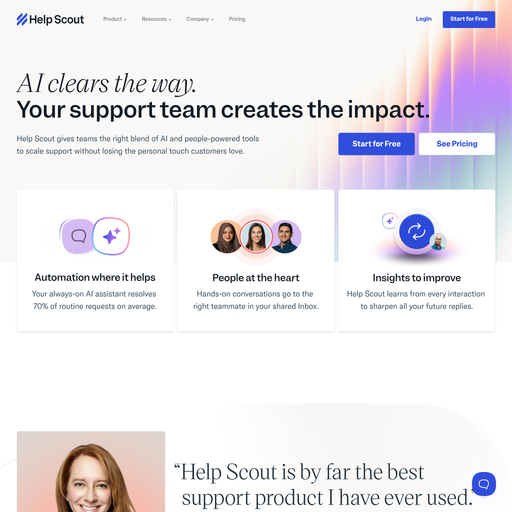helpscout.com homepage in Feb 2026