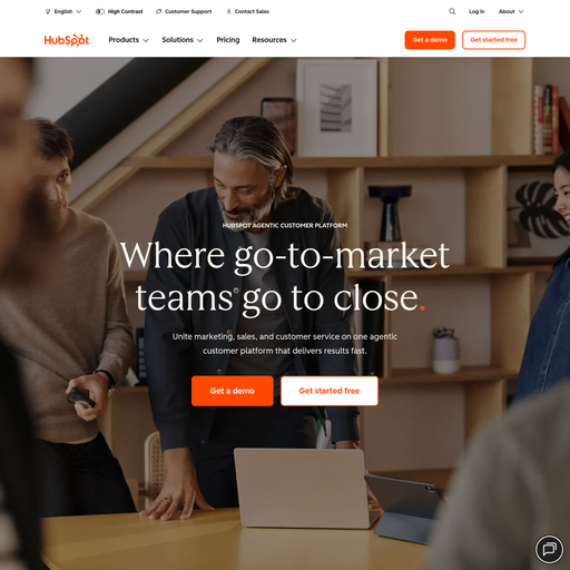 hubspot.com homepage in August 2026