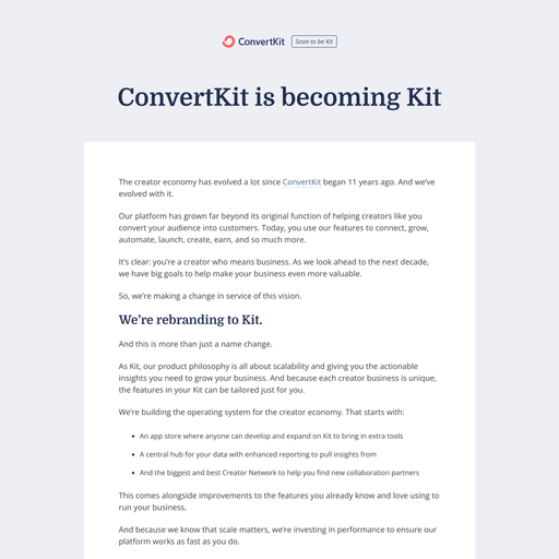 kit.com homepage in Sep 2024
