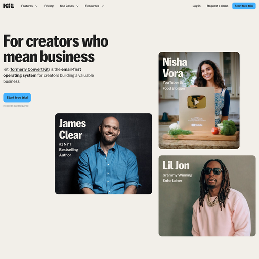 kit.com homepage in Aug 2025