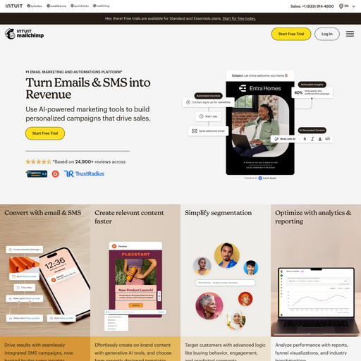 mailchimp.com homepage in Oct 2024