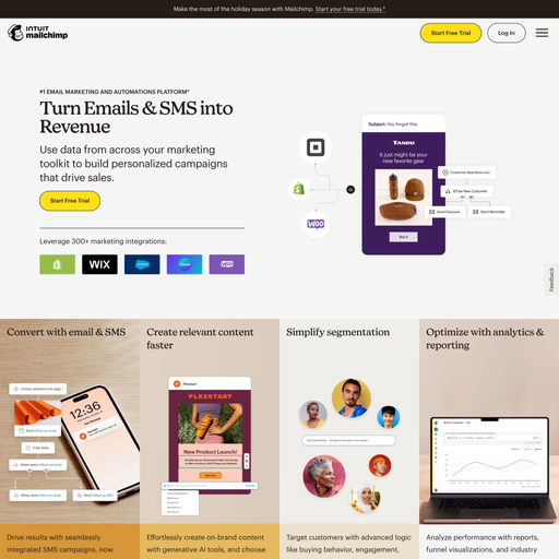 mailchimp.com homepage in Nov 2024