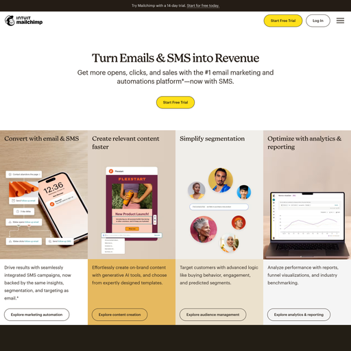 mailchimp.com homepage in Jan 2025
