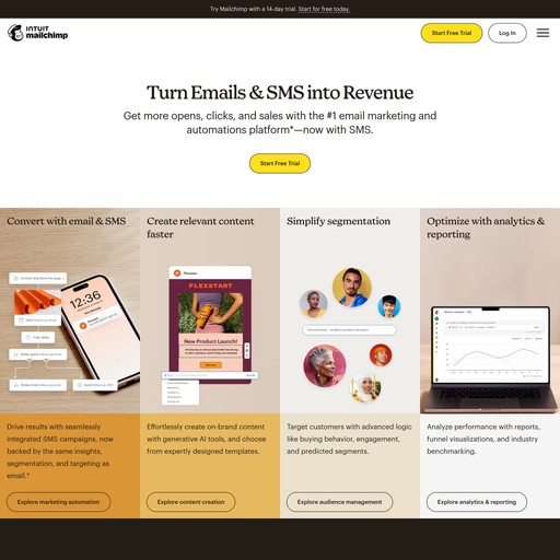 mailchimp.com homepage in Feb 2025