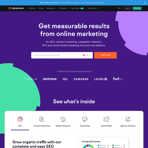semrush.com homepage in Jun 2024