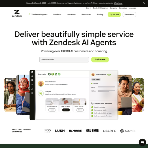 zendesk.com homepage in Nov 2025