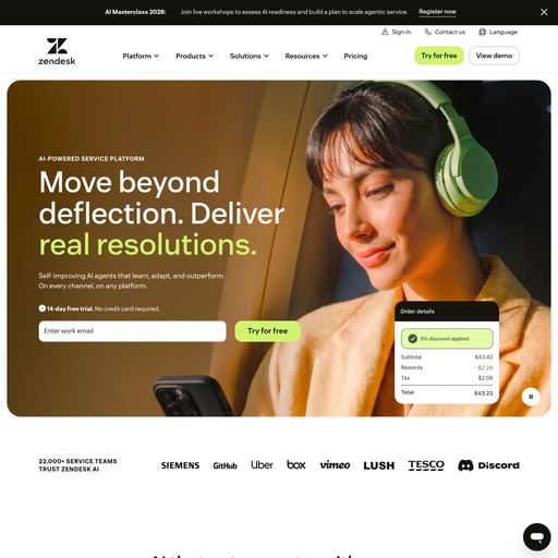 zendesk.com homepage in Jul 2026